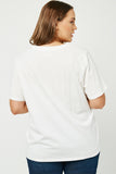 HY2995 OFF WHITE Womens Hug Embroidered Graphic Tee Detail