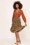 HY5122W Olive Plus Floral Print Ruffle Tiered Skirt Gif