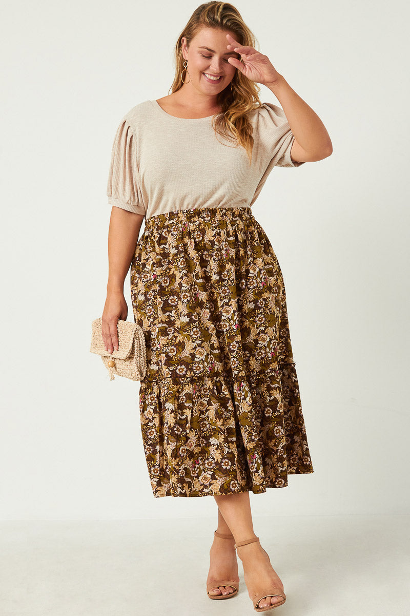 Floral Print Ruffle Tiered Skirt