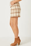 HY5250W Beige Plus Brushed Plaid Button Up Skirt Gif