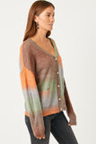 HY5387W ORANGE Plus Ombre Mix Sweater Knit Pocket Cardigan Detail