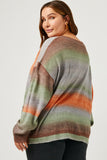 HY5387 ORANGE Womens Ombre Mix Sweater Knit Pocket Cardigan Back