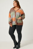 HY5387 ORANGE Womens Ombre Mix Sweater Knit Pocket Cardigan Detail