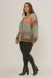 HY5387W ORANGE Plus Ombre Mix Sweater Knit Pocket Cardigan Full Body