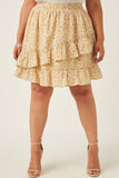 Womens Floral Printed Asymmetric Ruffle Skirt