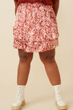 Oil Print Layered Ruffle Skirt