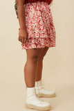 HY6204W Red Plus Oil Print Layered Ruffle Skirt Front