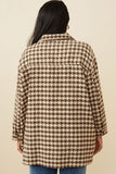 HY6311 Black Womens Houndstooth Front Pocket Button Detail Coat Side