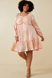 HY6371W Blush Plus Iridescent Ruffled Sweetheart Neck Dress Detail