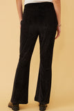 HY6379W Black Plus Textured Velvet Lurex Wide Leg Pants Back