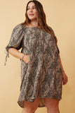 HY6628 BLACK Womens Paisley Print Tie Sleeve Square Neck Dress Front