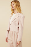HY7379 Pink Womens One Button Cropped Blazer Full Body