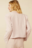 HY7379 Pink Womens One Button Cropped Blazer Back