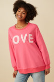 HY7428 Sage Womens Love Patched French Terry Sweatshirt Front