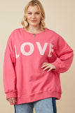 HY7428W Pink Plus Love Patched French Terry Sweatshirt Back