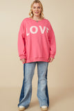 HY7428W Sage Plus Love Patched French Terry Sweatshirt Full Body