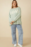HY7428W Pink Plus Love Patched French Terry Sweatshirt Gif
