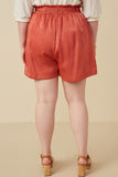 HY7555W Rust Plus Textured Satin Belted Short Side