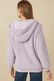 HY7687 Lavender Womens Quilted Plush Hooded Jacket Detail