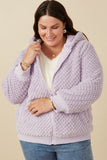 HY7687 Lavender Womens Quilted Plush Hooded Jacket Front