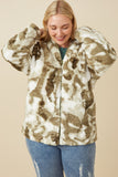Womens Camo Print Plush Hooded Jacket